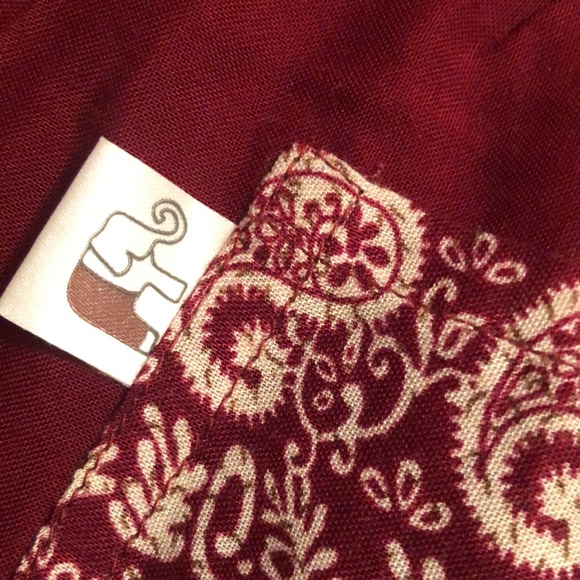 Elephant pants Boho Pants, Red with Red pockets, 24” inseam - Picture 5 of 6